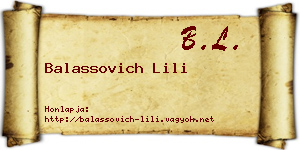 Balassovich Lili névjegykártya