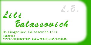 lili balassovich business card